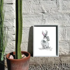 Cuadro Conejo de frente (acuarela)