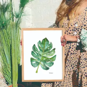 Cuadro Hoja Monstera (acuarela)