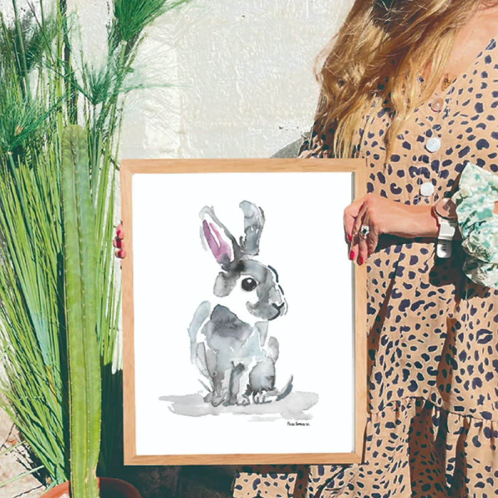 Cuadro Conejo de frente (acuarela) - Imagen 2
